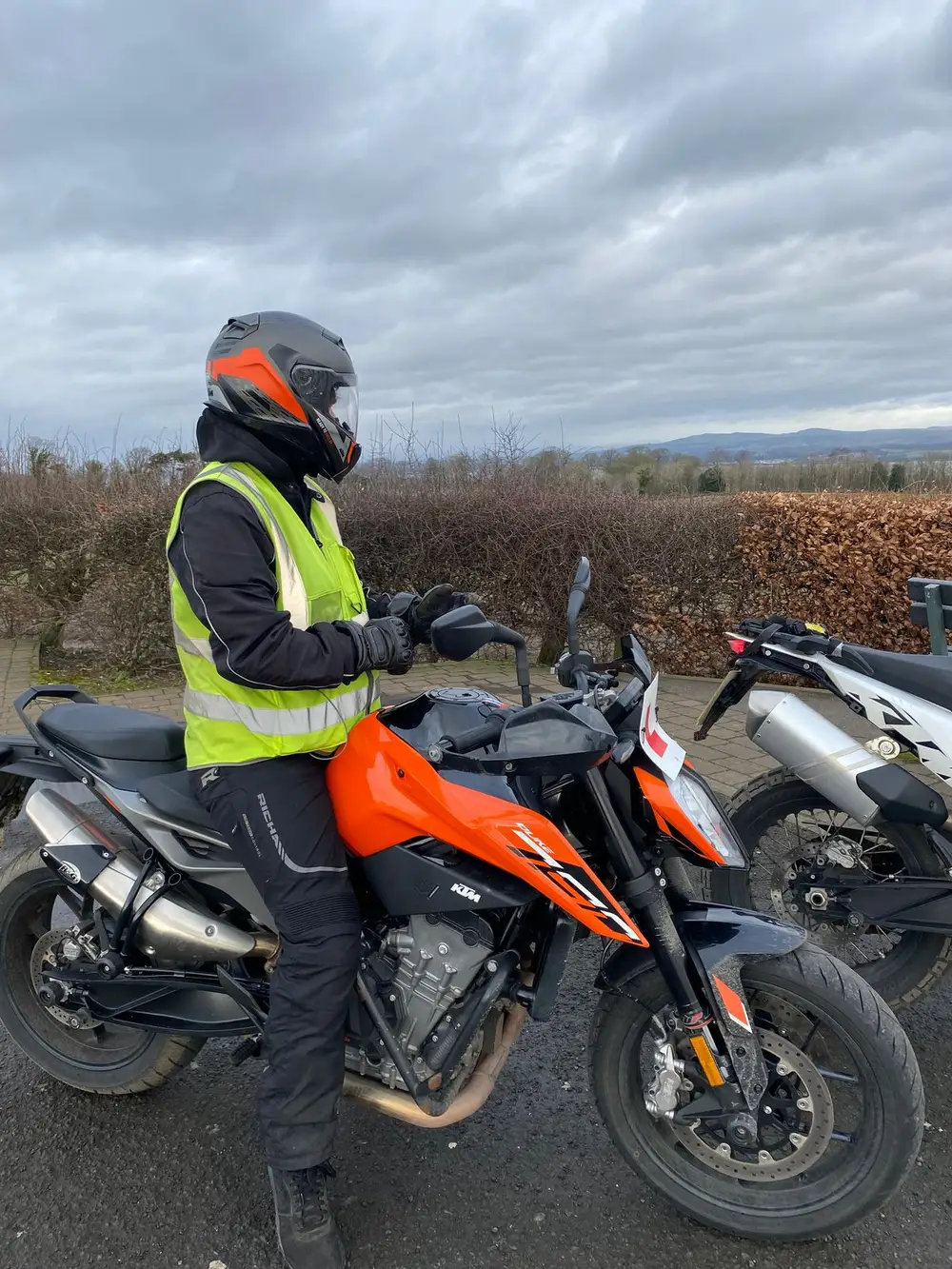 Direct Access student on a KTM training motorcycle