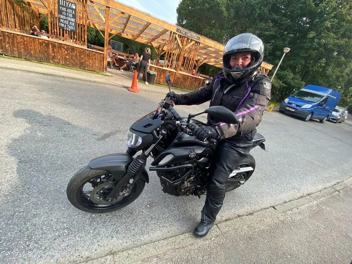 Rider practising slow-speed control at the training yard